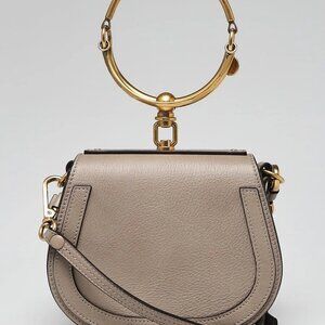 Chloe Motty Grey Leather/Suede Small Nile Bracelet Bag